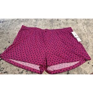 Just Be Womens Sz 3XL Pink/Purple Heart Print Stretch Knit Sleep Shorts Pull-On